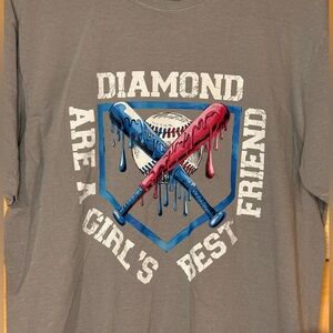 Comfort Colors Gray Tee with Blue and Pink Drip Bat Graphic